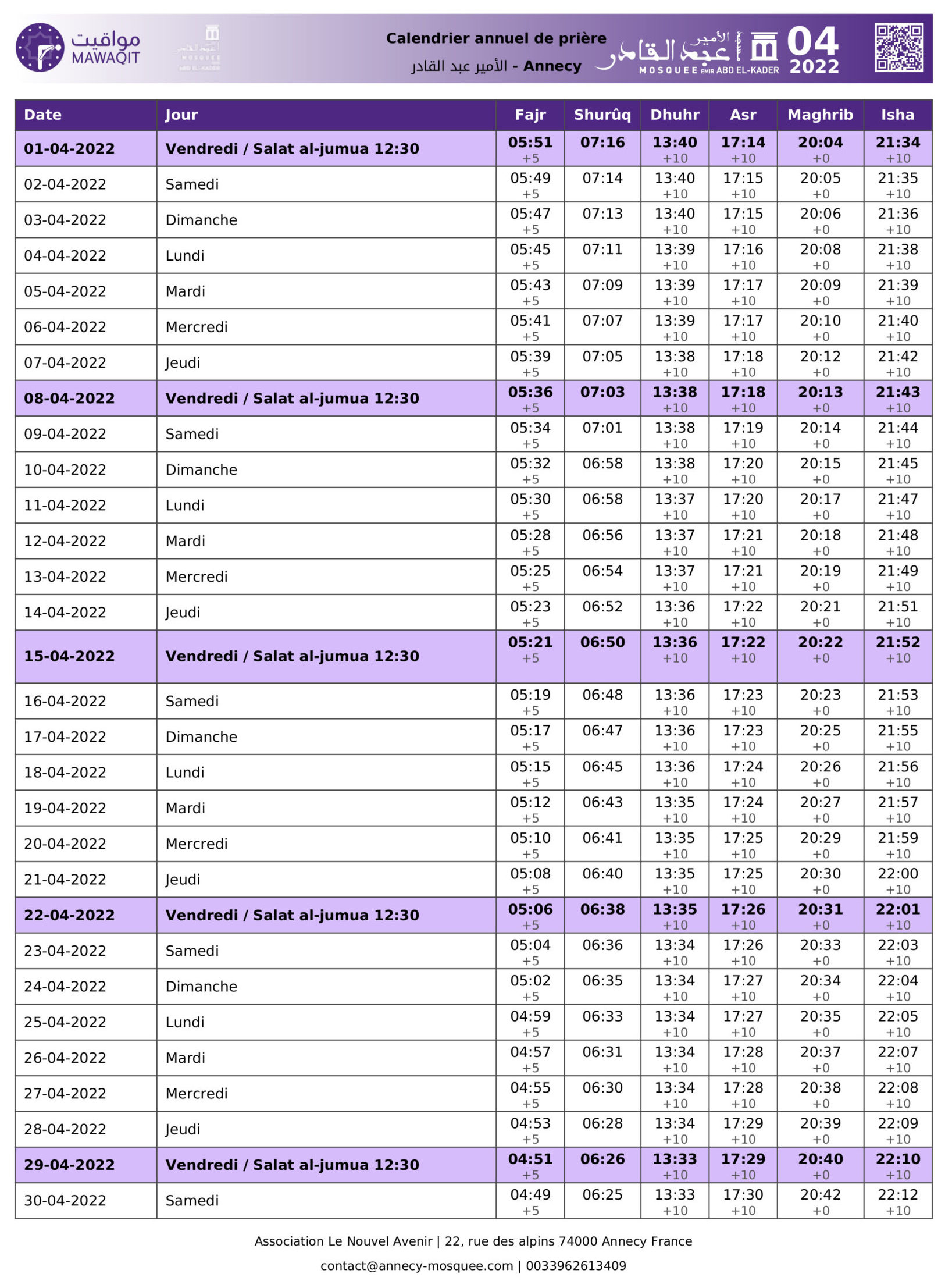 horaire